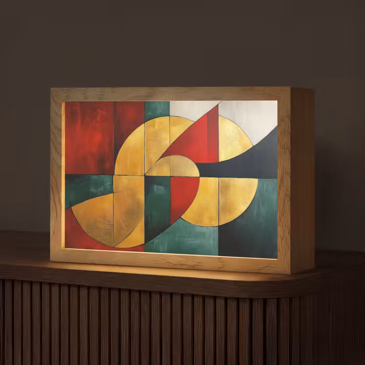 Abstract - Kerst - Goud - Rood - Groen Light Box met kabel (Tafellamp) klein -z3d_website