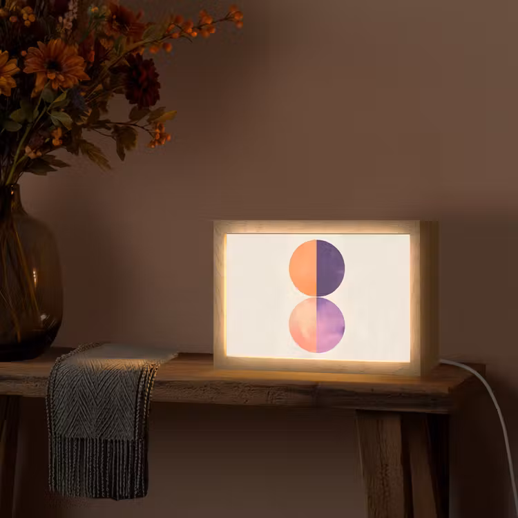 Abstract - Cirkels - Paars Light Box met kabel (Tafellamp) klein -sfeer4
