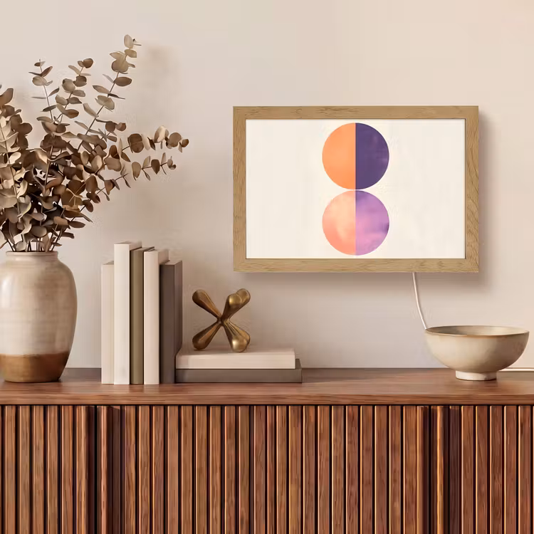 Abstract - Cirkels - Paars Light Box met kabel (Tafellamp) klein -sfeer2