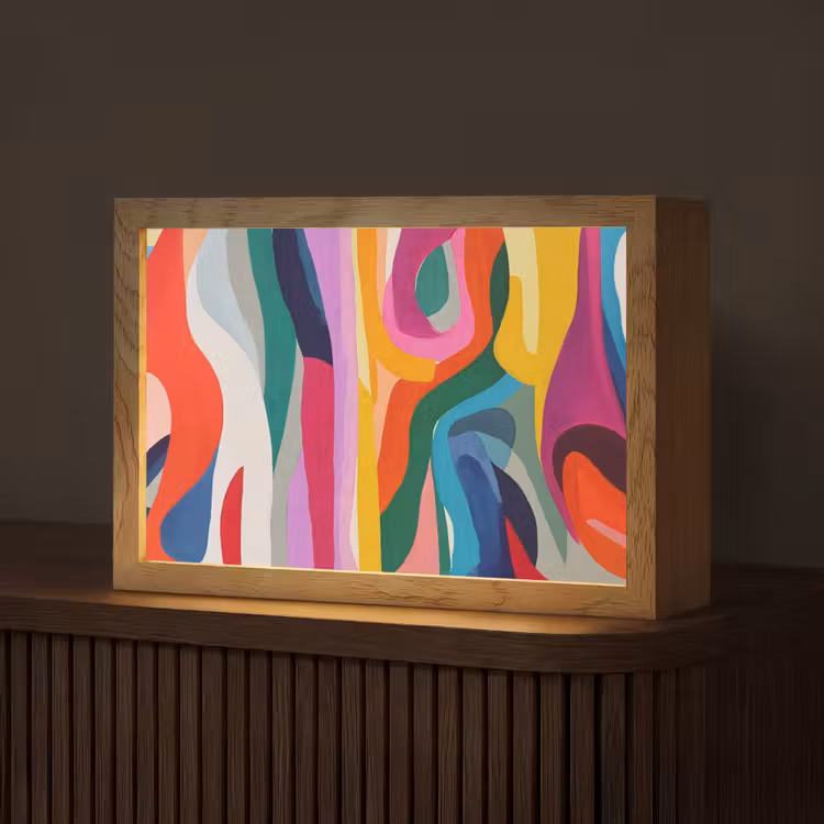 Abstract - Kleurrijk - Golven - Lijnen Light Box met kabel (Tafellamp) klein -z3d_website