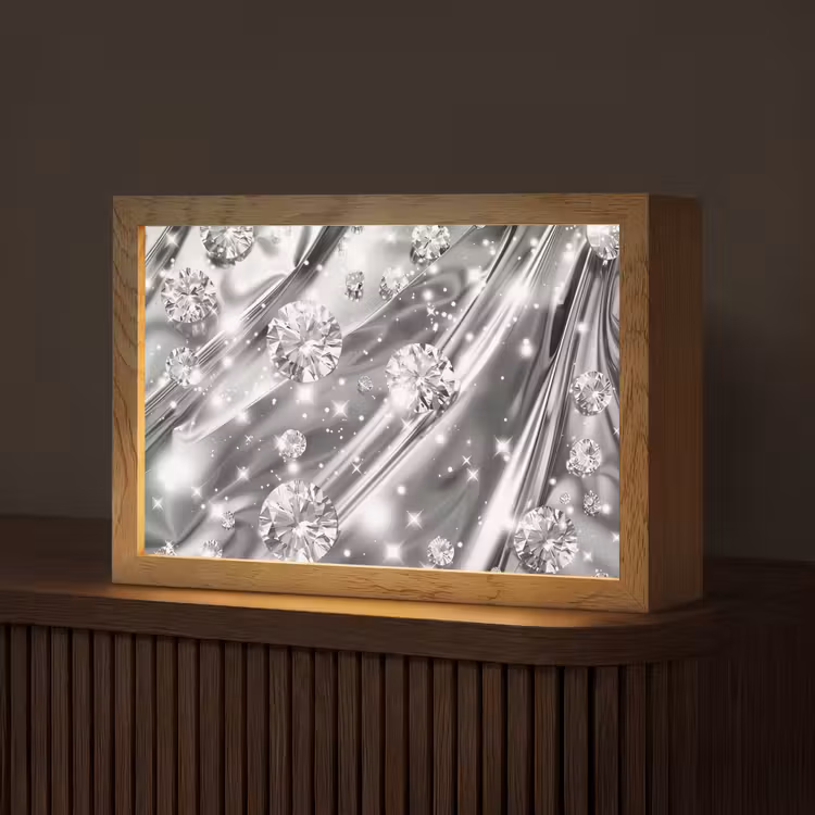 Abstract - Diamant - Luxe - Modern - Zilver Light Box met kabel (Tafellamp) klein -z3d_website