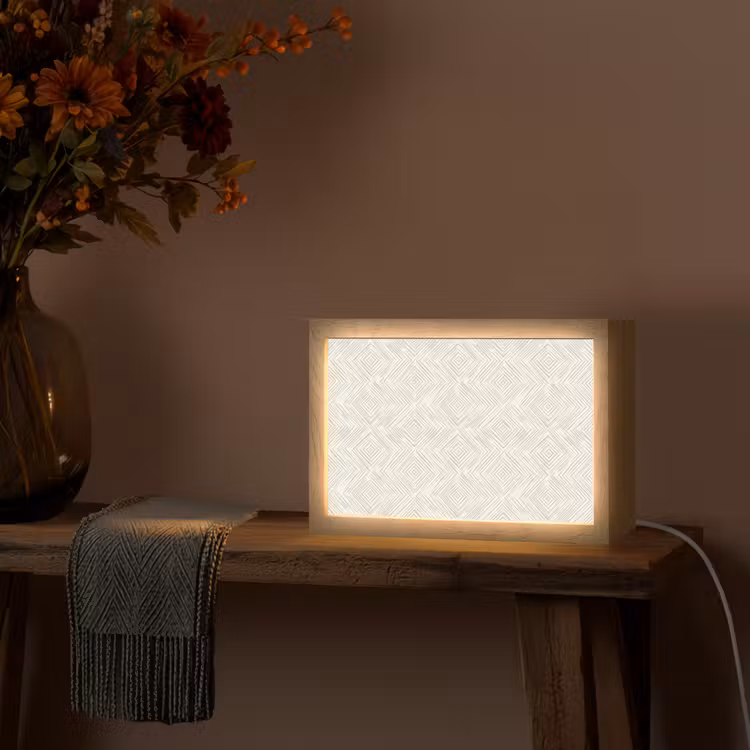 Abstract - Ruiten - Beige Light Box met kabel (Tafellamp) klein 924 -sfeer4