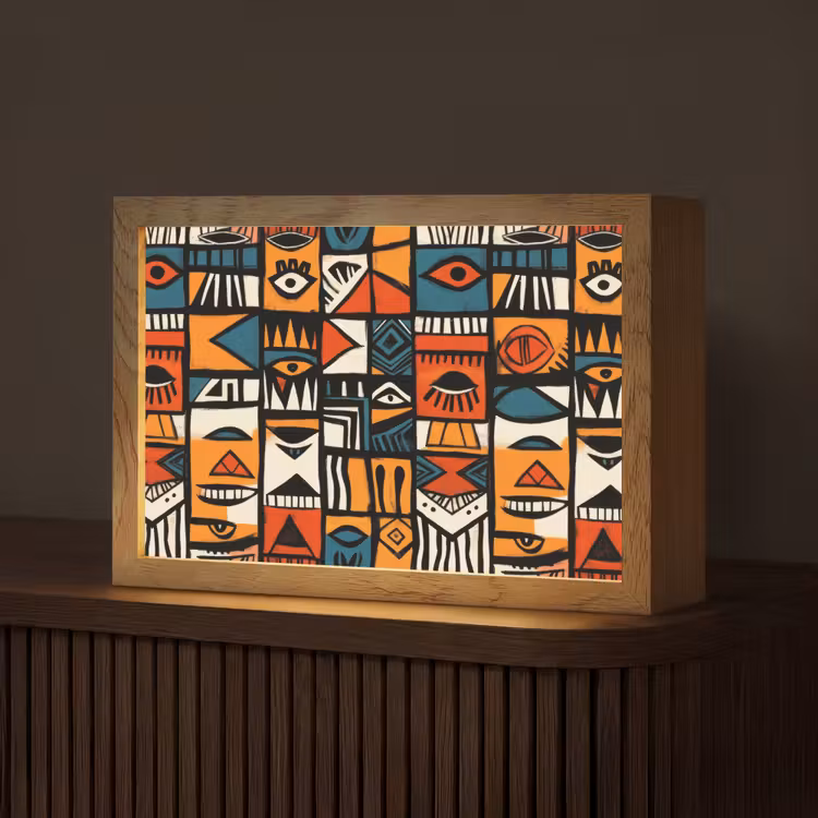 Abstract - Gezichten - Mozaïek Light Box met kabel (Tafellamp) klein -z3d_website