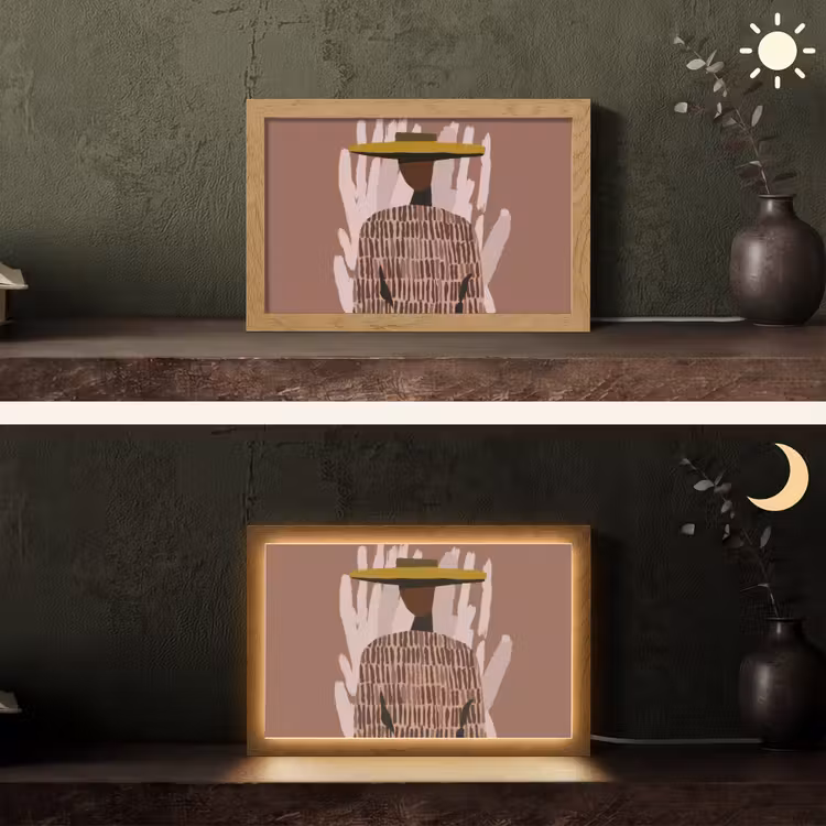 Abstract - Figuur - Illustratie - Hoed Light Box met kabel (Tafellamp) klein -sfeer3