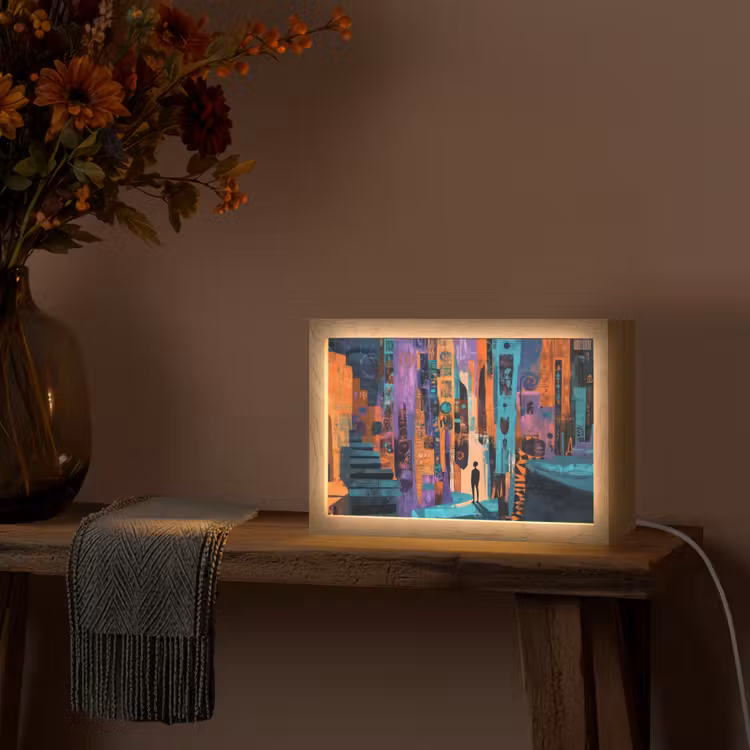 Abstract - Figuren - Kleurrijk Light Box met kabel (Tafellamp) klein -sfeer4