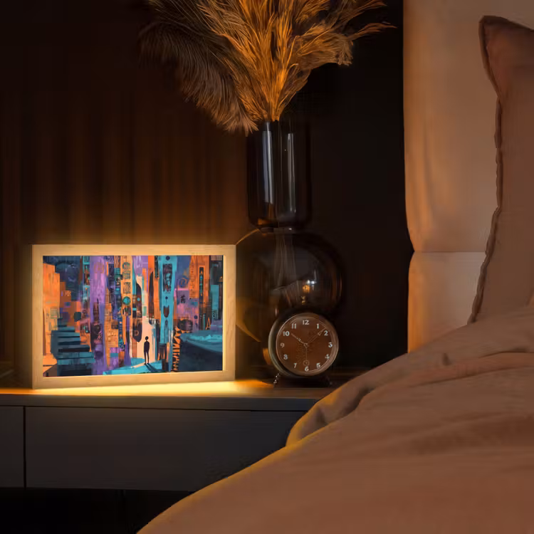 Abstract - Figuren - Kleurrijk Light Box met kabel (Tafellamp) klein -sfeer1