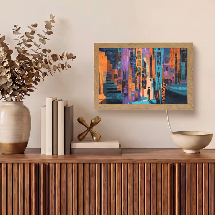 Abstract - Figuren - Kleurrijk Light Box met kabel (Tafellamp) klein -sfeer2
