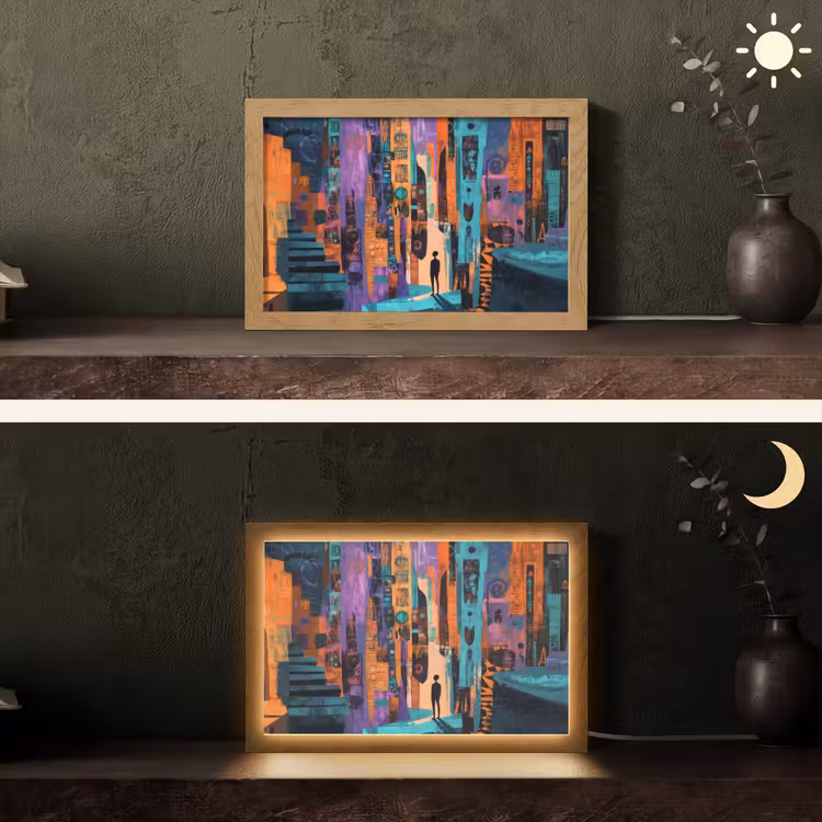 Abstract - Figuren - Kleurrijk Light Box met kabel (Tafellamp) klein -sfeer3