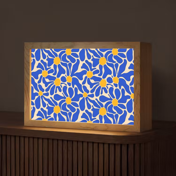 Abstract - Bloem - Blauw Light Box met kabel (Tafellamp) klein 924 -z3d_website
