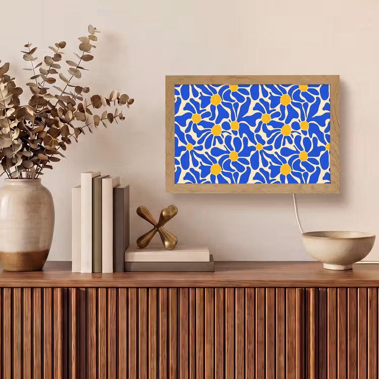 Abstract - Bloem - Blauw Light Box met kabel (Tafellamp) klein 924 -sfeer2