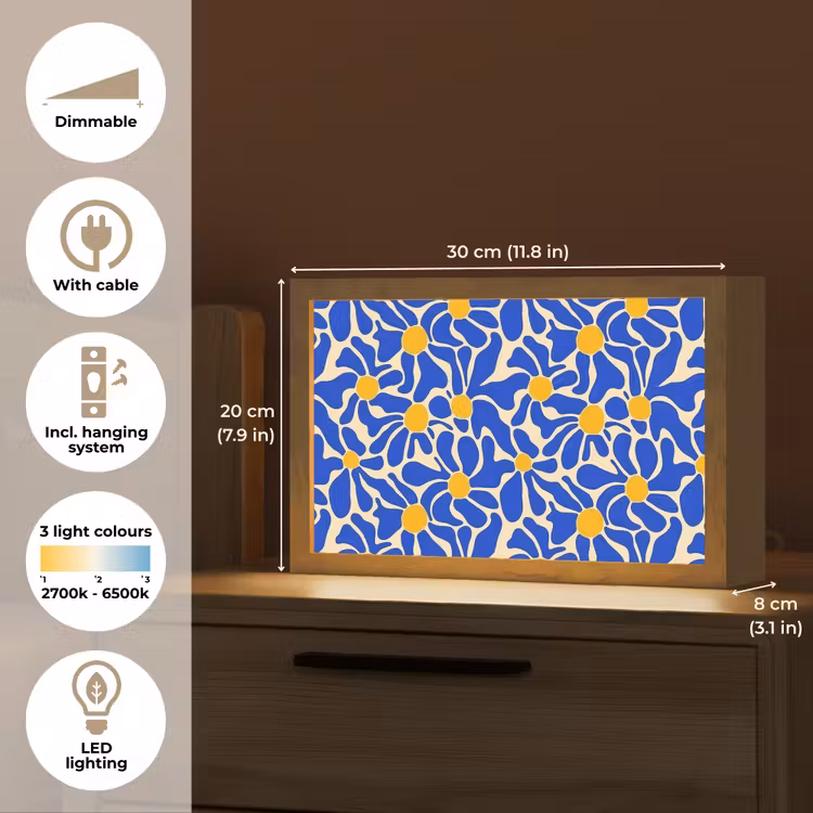 Abstract - Bloem - Blauw Light Box met kabel (Tafellamp) klein 924 -USP_EN