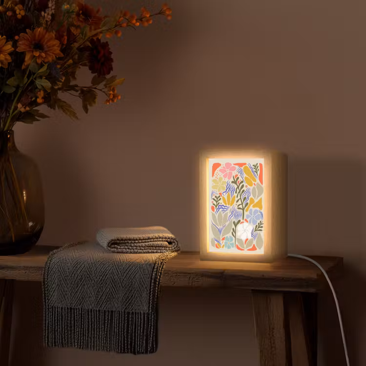 Abstract - Bloemen - Bladeren Light Box met kabel (Tafellamp) klein -sfeer4