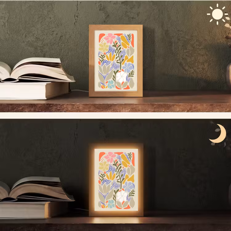 Abstract - Bloemen - Bladeren Light Box met kabel (Tafellamp) klein -sfeer3