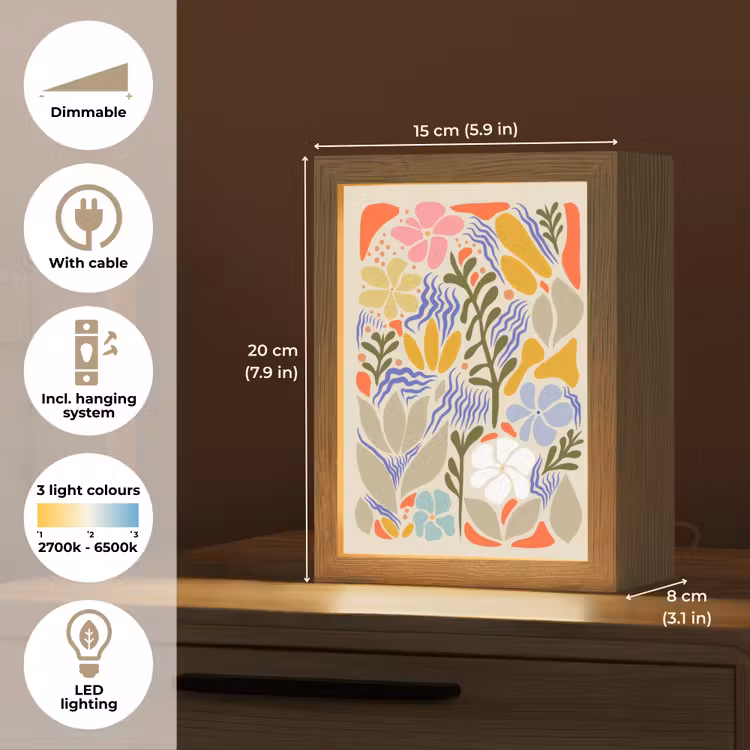 Abstract - Bloemen - Bladeren Light Box met kabel (Tafellamp) klein -USP_EN
