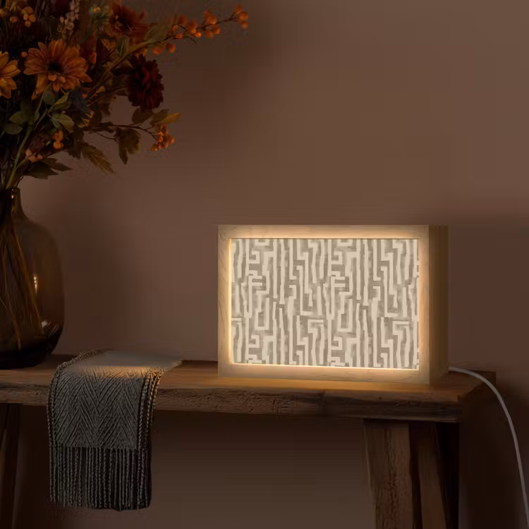 Abstract - Geometrisch - Groen Light Box met kabel (Tafellamp) klein 924 -sfeer4