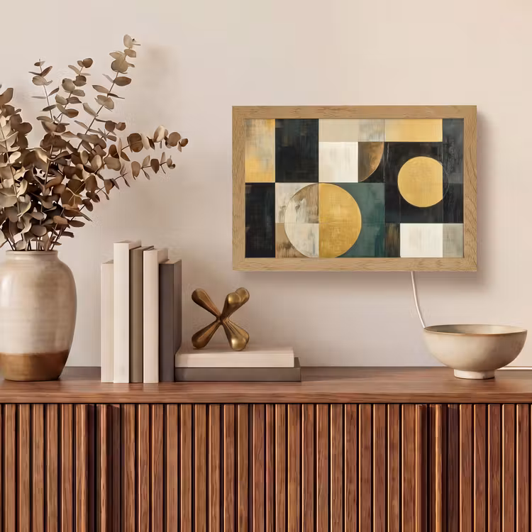 Abstract - Goud - Brons - Vormen - Geometrisch Light Box met kabel (Tafellamp) klein -sfeer2