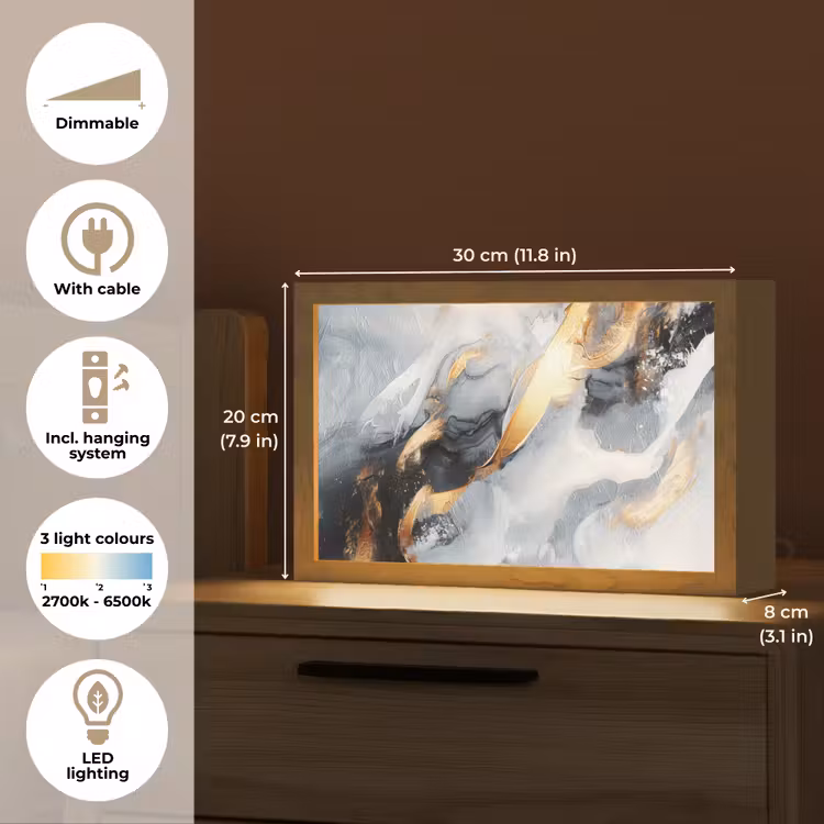 Abstract - Goud - Verf - Aesthetic - Art Light Box met kabel (Tafellamp) klein -USP_EN