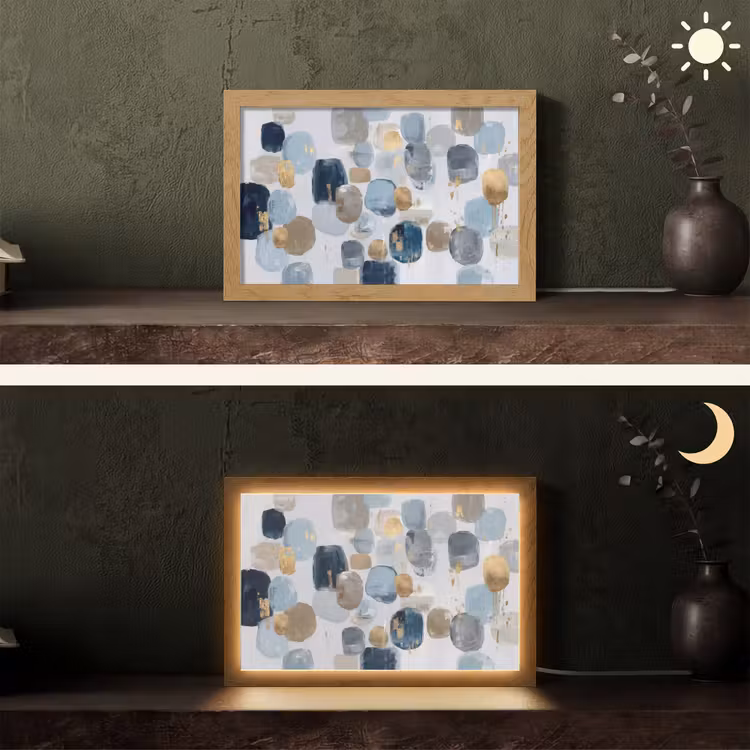 Abstract - Goud - Vormen Light Box met kabel (Tafellamp) klein -sfeer3