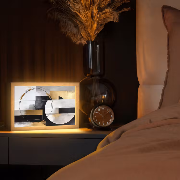 Abstract - Goud - Zilver - Vormen - Aesthetic Light Box met kabel (Tafellamp) klein -sfeer1