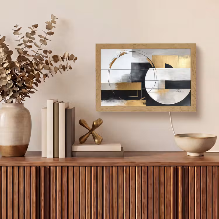 Abstract - Goud - Zilver - Vormen - Aesthetic Light Box met kabel (Tafellamp) klein -sfeer2