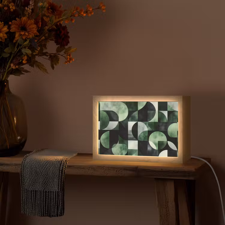 Abstract - Groen - Vormen Light Box met kabel (Tafellamp) klein -sfeer4
