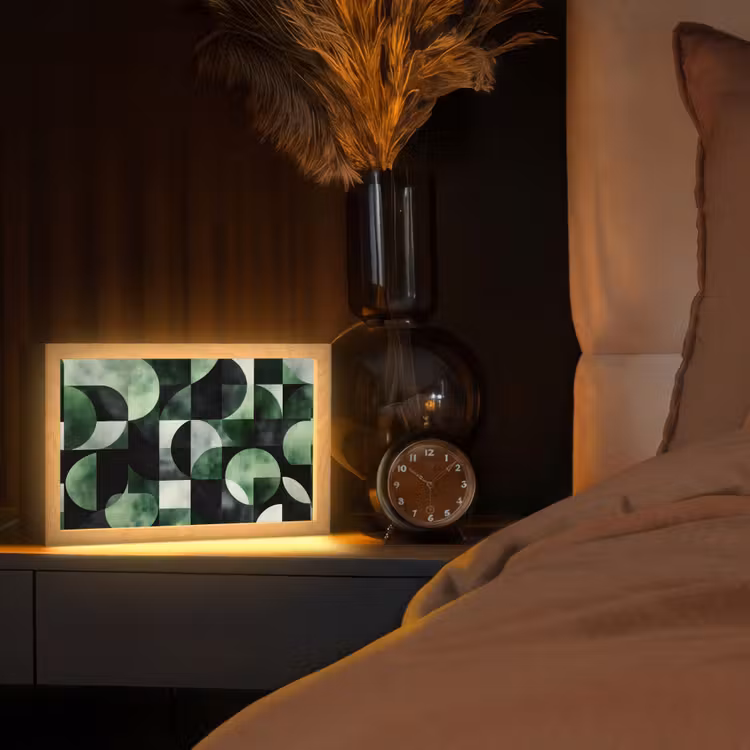 Abstract - Groen - Vormen Light Box met kabel (Tafellamp) klein -sfeer1