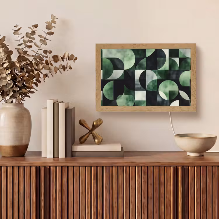 Abstract - Groen - Vormen Light Box met kabel (Tafellamp) klein -sfeer2