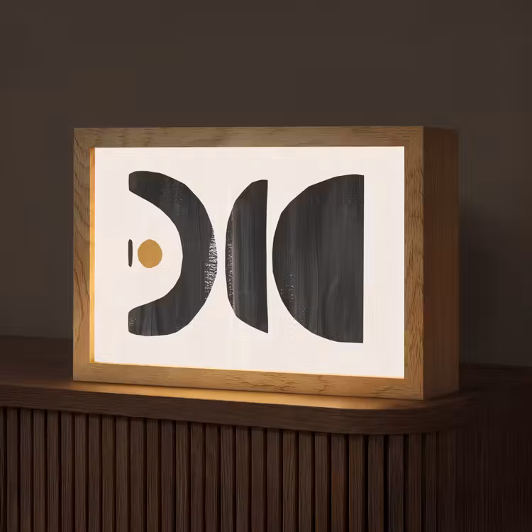 Abstract - Halve cirkel - Kunst - Zwart wit Light Box met kabel (Tafellamp) klein -z3d_website