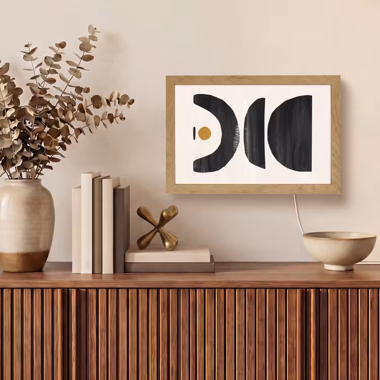 Abstract - Halve cirkel - Kunst - Zwart wit Light Box met kabel (Tafellamp) klein -sfeer2