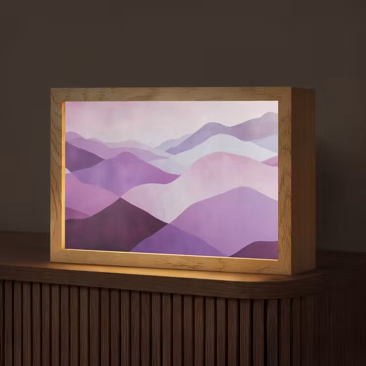 Abstract - Heuvels - Landschap - Paars Light Box met kabel (Tafellamp) klein -z3d_website