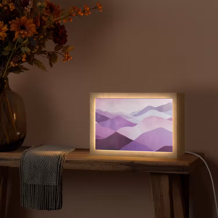 Abstract - Heuvels - Landschap - Paars Light Box met kabel (Tafellamp) klein -sfeer4
