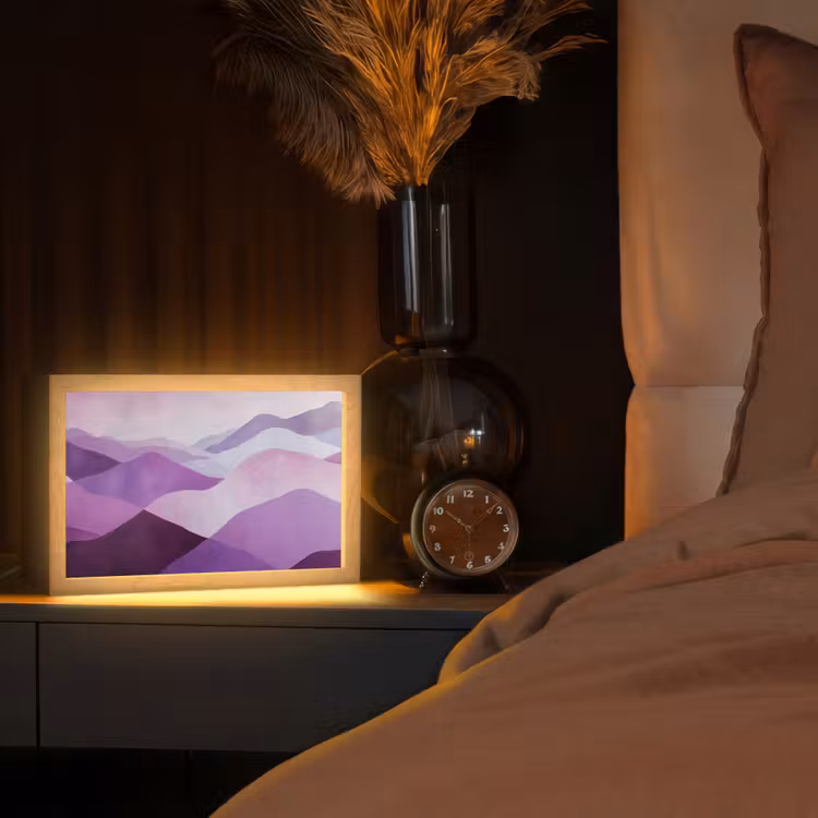 Abstract - Heuvels - Landschap - Paars Light Box met kabel (Tafellamp) klein -sfeer1