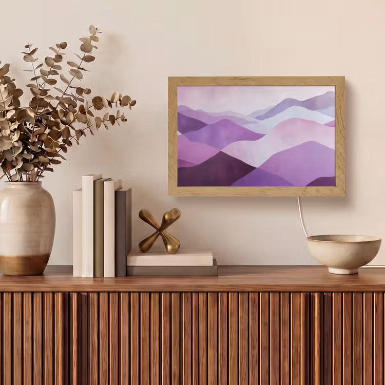 Abstract - Heuvels - Landschap - Paars Light Box met kabel (Tafellamp) klein -sfeer2