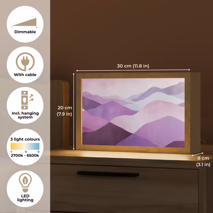Abstract - Heuvels - Landschap - Paars Light Box met kabel (Tafellamp) klein -USP_EN
