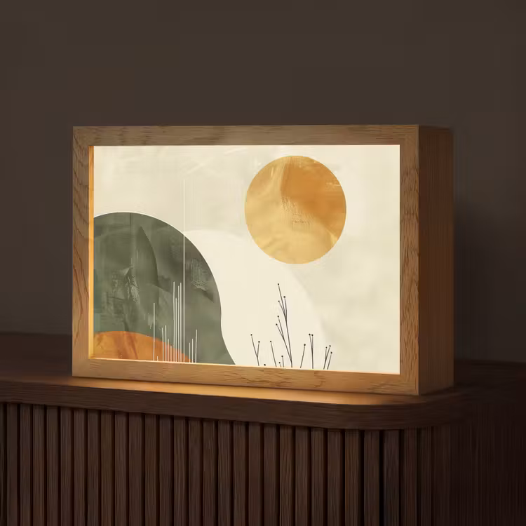 Abstract - Landschap - Zon - Kunst Light Box met kabel (Tafellamp) klein -z3d_website
