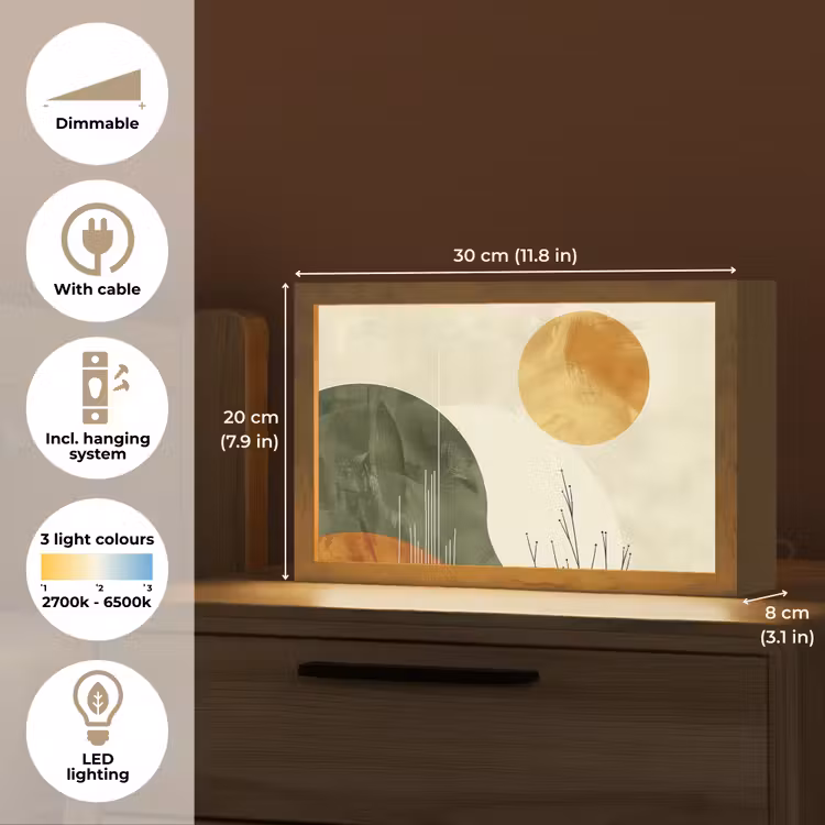 Abstract - Landschap - Zon - Kunst Light Box met kabel (Tafellamp) klein -USP_EN