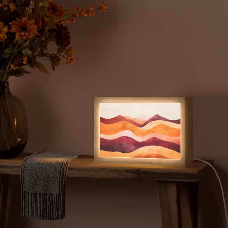 Abstract - Landschap - Golven Light Box met kabel (Tafellamp) klein -sfeer4