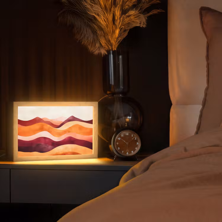 Abstract - Landschap - Golven Light Box met kabel (Tafellamp) klein -sfeer1