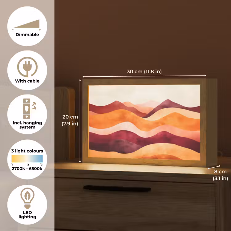 Abstract - Landschap - Golven Light Box met kabel (Tafellamp) klein -USP_EN