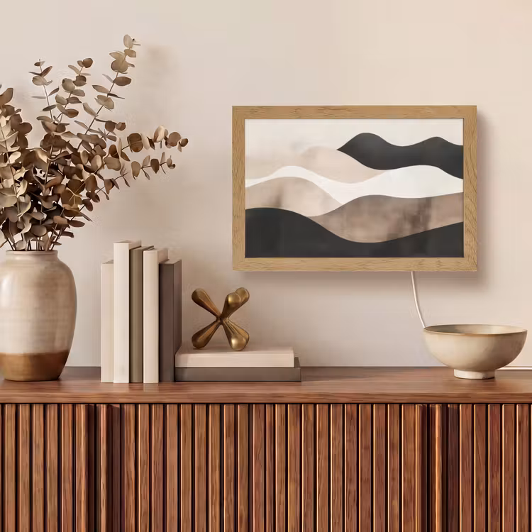 Abstract - Landschap - Golven - Crèmekleur Light Box met kabel (Tafellamp) klein -sfeer2