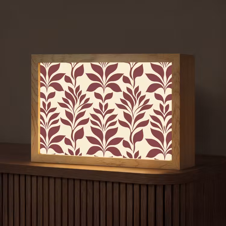 Abstract - Bladeren - Burgundy Light Box met kabel (Tafellamp) klein 924 -z3d_website