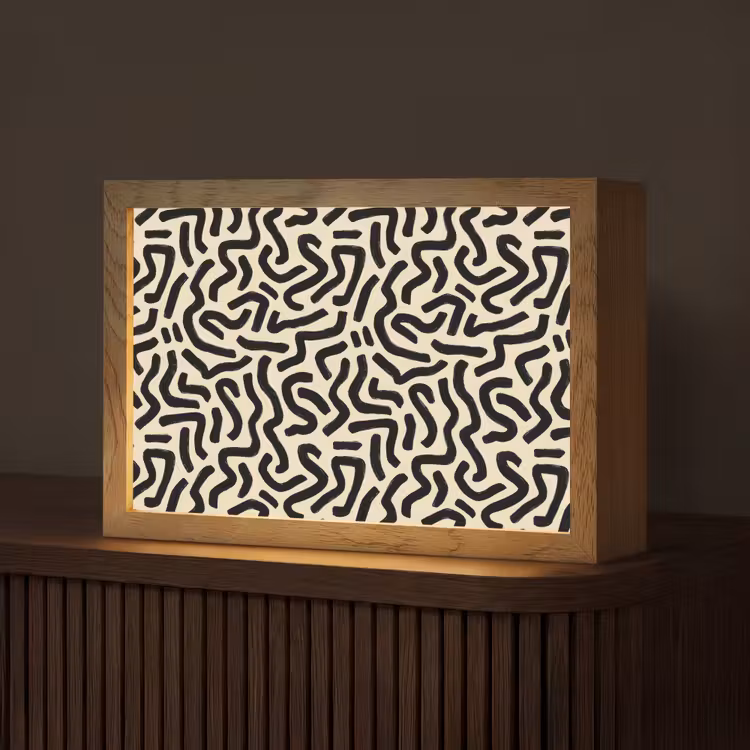 Abstract - Lijnen - Zwart Light Box met kabel (Tafellamp) klein 924 -z3d_website