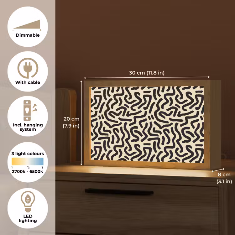 Abstract - Lijnen - Zwart Light Box met kabel (Tafellamp) klein 924 -USP_EN