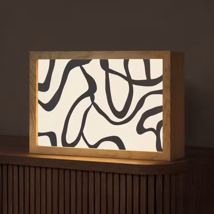 Abstract - Lijnen - Modern - Beige Light Box met kabel (Tafellamp) klein -z3d_website