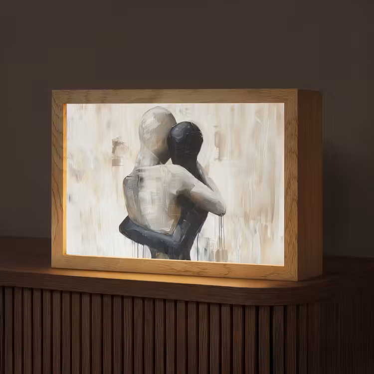 Abstract - Liefde - Zwart wit - Modern Light Box met kabel (Tafellamp) klein -z3d_website