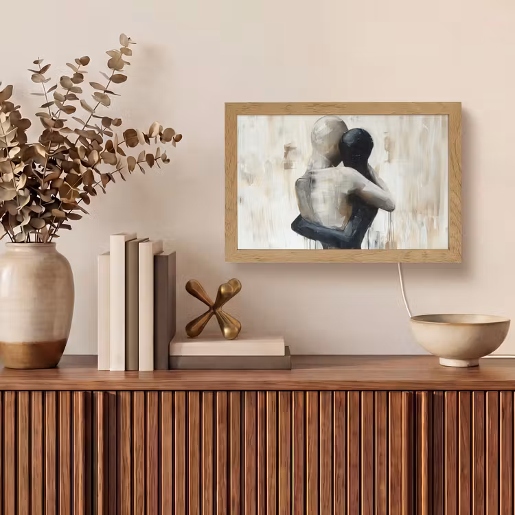 Abstract - Liefde - Zwart wit - Modern Light Box met kabel (Tafellamp) klein -sfeer2
