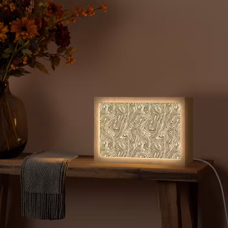 Abstract - Marmer - Groen Light Box met kabel (Tafellamp) klein 924 -sfeer4