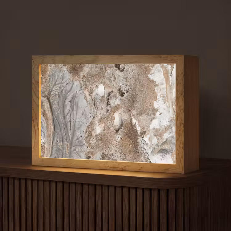 Abstract - Marmer - Wit - Bruin - Marmerlook Light Box met kabel (Tafellamp) klein -z3d_website