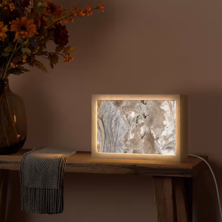 Abstract - Marmer - Wit - Bruin - Marmerlook Light Box met kabel (Tafellamp) klein -sfeer4