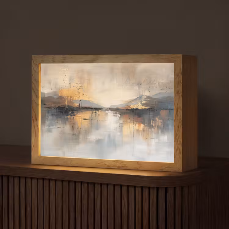 Abstract - Modern - Beige - Aesthetic - Goud Light Box met kabel (Tafellamp) klein -z3d_website